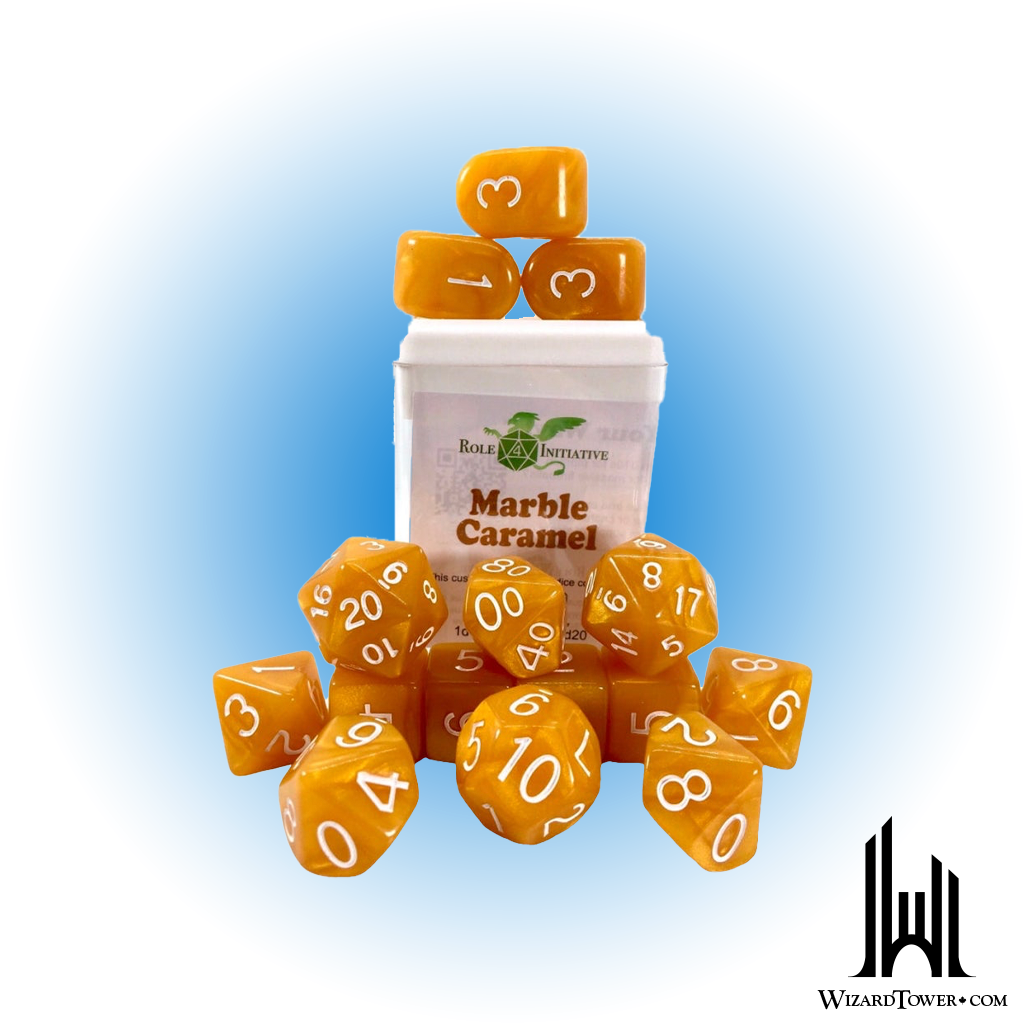 SET OF 15 DICE: MARBLE CARAMEL